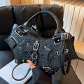Gothic Bat Wing Shaped Handbag, Rock Steampunk Style Rivet Satchel Handbag, Y2K Style Novelty Handbag Purse for Cosplay Party, Music Festival