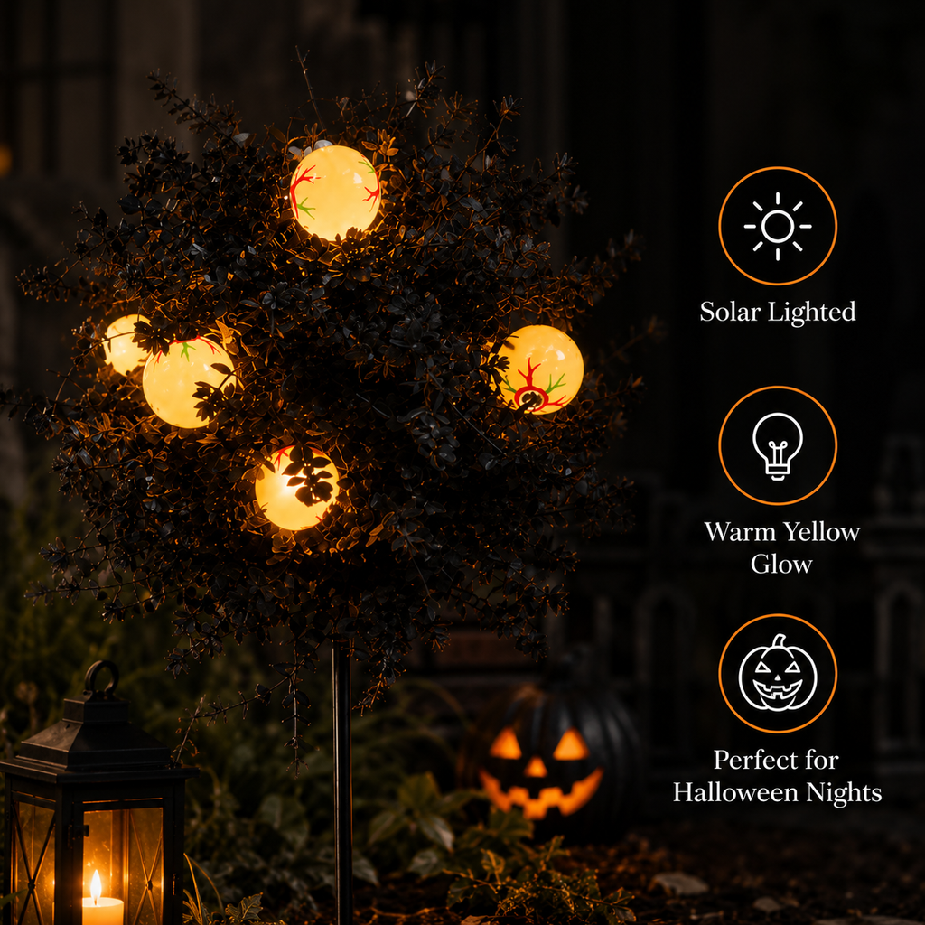 👁️Spooky Eyeball Topiary Stakes – Halloween Porch & Pathway Decor