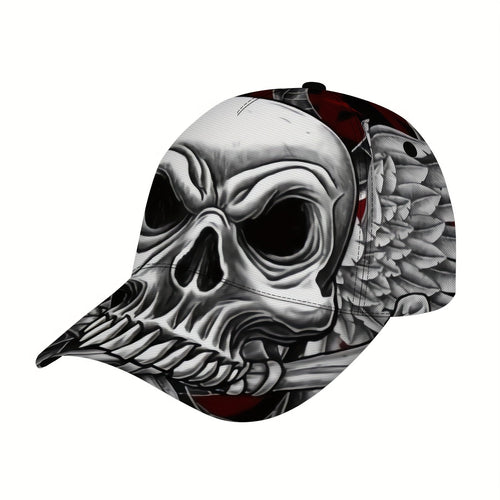 1pc Adjustable Skull Pattern Baseball Cap with Sun Protection - Breathable, Lightweight Polyester Hat for Outdoor Sports, Skateboarding, and Daily Fas