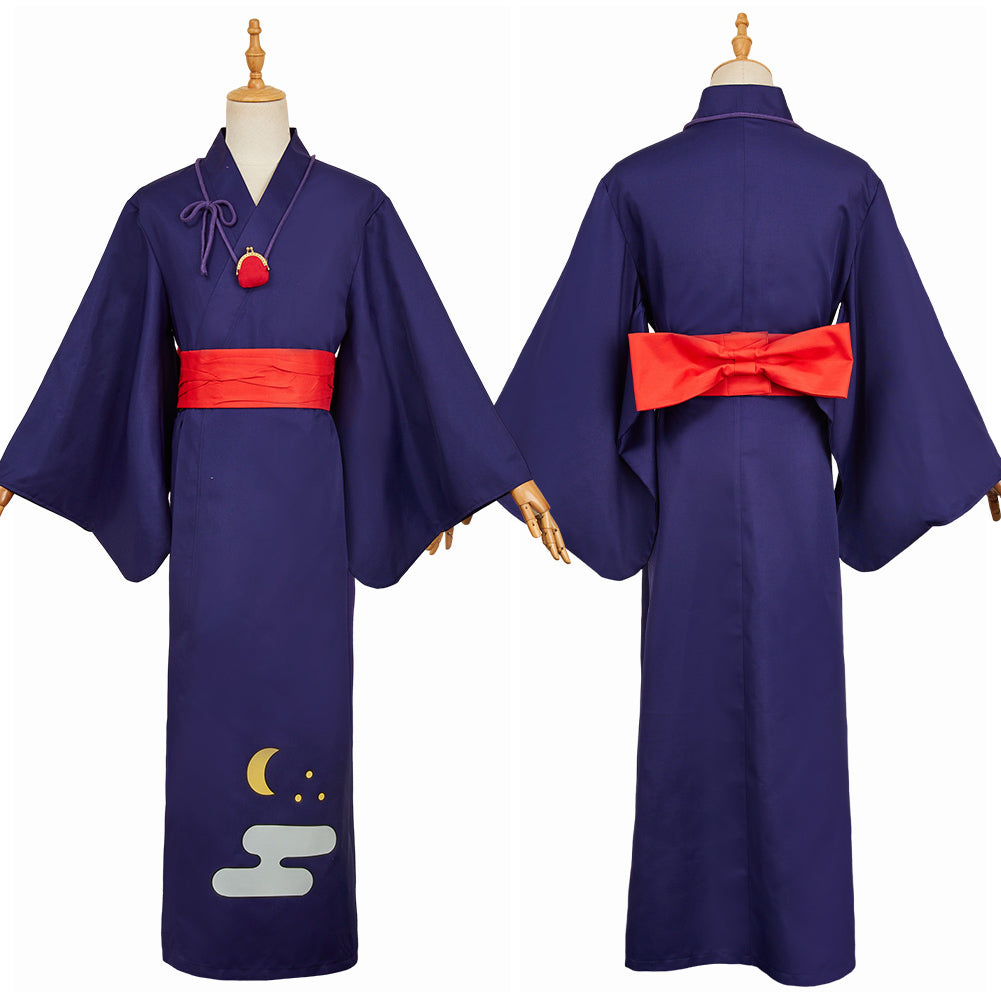 Adult Men Blue Robe With Belt Kimono Carnival Halloween Cosplay Costume
